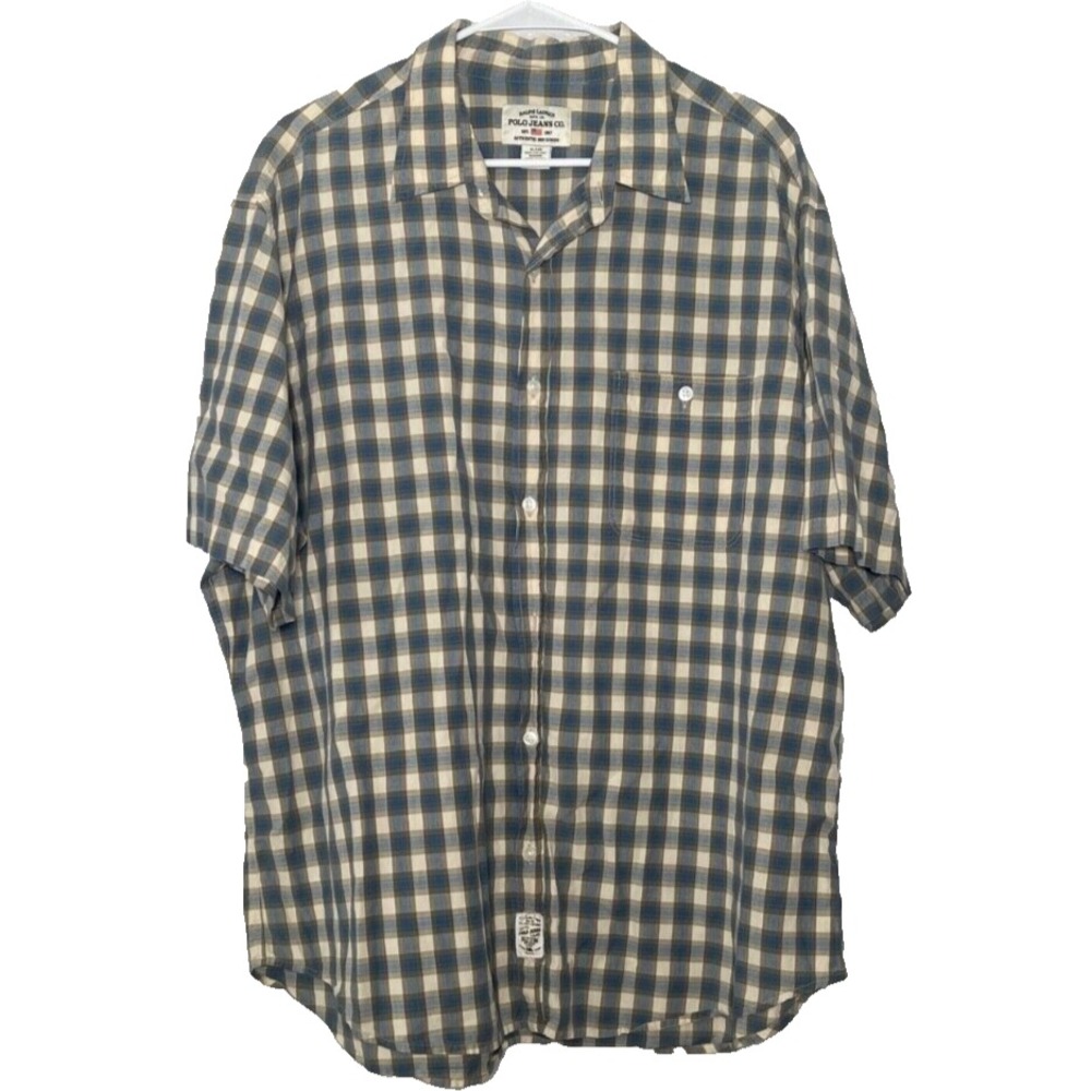 Polo Jeans Co Ralph Lauren Shirt Mens XL Plaid Button Up Casual Academic Preppy